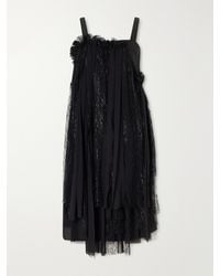Comme des Garçons - Ruffled Lace And Chiffon-Trimmed Drill Midi Dress - Lyst