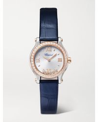 Chopard - Happy Sport 25Mm 18-Karat Rose, Stainless Steel, Alligator And Diamond Watch - Lyst