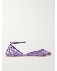 Christopher Esber - Minette Leather-Trimmed Crystal-Embellished Mesh Ballet Flats - Lyst