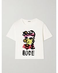 Bode - Visage T-Shirt Aus Baumwoll-Jersey Mit Print - Lyst