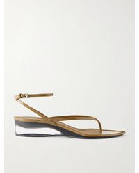 Alaïa - Patent Leather And Plexiglass Wedge Sandals - Lyst