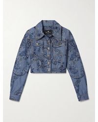 Etro - Cropped Denim-Jacquard Jacket - Lyst