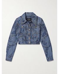 Etro - Cropped Denim-Jacquard Jacket - Lyst