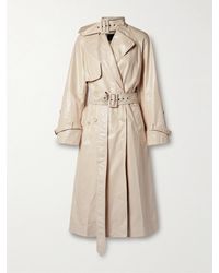 Proenza Schouler - Sabina Belted Double-Breasted Glossed-Leather Trench Coat - Lyst