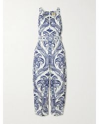 FARM Rio - Belted Printed Linen And Lenzing Ecovero-Blend Jumpsuit - Lyst