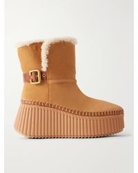 Chloé - Nama 14 Shearling-Trimmed Suede Ankle Boots - Lyst