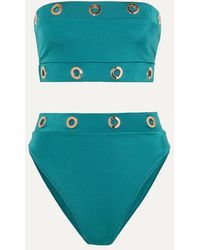 OYE Swimwear Arya Bandeau-bikini Mit Ösen - Blau