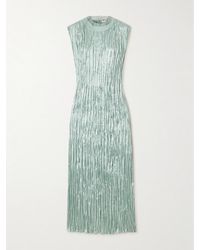 Jason Wu - Organza-Trimmed Plissé Hammered-Satin Midi Dress - Lyst