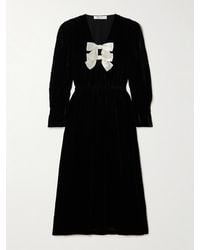 Sea - Seraphine Midikleid Aus Samt Mit Satinbesätzen - Lyst