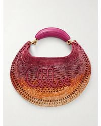 Chloé - Summer Banana Leather-Trimmed Embroidered Raffia Tote - Lyst