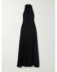 Alaïa - Midikleid Aus Crêpe Mit Cut-Out, Lederbesatz Und Verzierung - Lyst