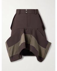 Sacai - Draped Paneled Scuba And Grosgrain Skirt - Lyst