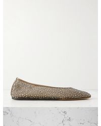 Le Monde Beryl - Luna Leather-Trimmed Crystal-Embellished Mesh Flats - Lyst