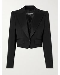 Dolce & Gabbana - Convertible Cropped Wool-Blend Twill And Silk Blazer - Lyst