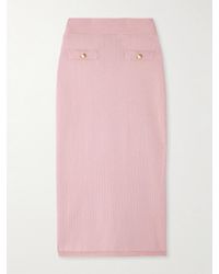 Alessandra Rich - Button-Embellished Cotton And Cashmere-Blend Midi Skirt - Lyst