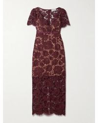 Self-Portrait - Bow-Detailed Floral Lace Midi Dress - Lyst