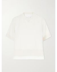 Sacai - Layered Shell-Trimmed Cotton And Cashmere-Blend T-Shirt - Lyst