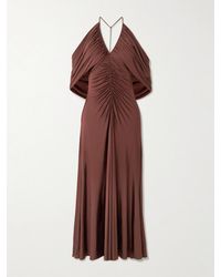 Self-Portrait - Off-The-Shoulder Draped Stretch-Jersey Midi Dress - Lyst