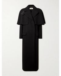 Chloé - Manteau Effet Cape À Double Boutonnage En Laine À Finitions En Cuir - Lyst