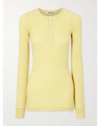 AURALEE - Ribbed-Knit Cotton T-Shirt - Lyst