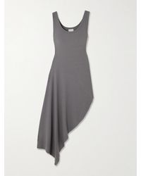 Dries Van Noten - Asymmetric Draped Ribbed Jersey Midi Dress - Lyst