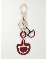 Gucci - Schlüsselanhänger Aus Goldfarbenem Metall, Leder Und Emaille - Lyst