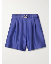Zimmermann - Natura Belted Pleated Wool And Silk-Blend Shorts - Lyst