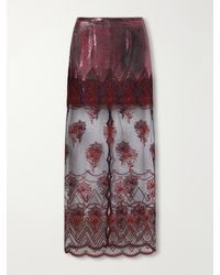 Rabanne - Layered Embroidered Mesh-Trimmed Chainmail Maxi Skirt - Lyst