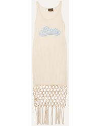 Loewe - Paula's Ibiza Embellished Macramé-Trimmed Silk And Cotton-Blend Jersey Dress - Lyst