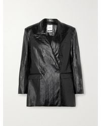 Esse Studios - Milos Double-Breasted Crinkled Faux Leather Blazer - Lyst