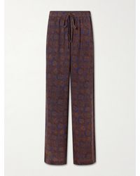 Matteau - Printed Silk-Crepe De Chine Straight-Leg Pants - Lyst
