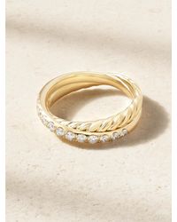 David Yurman - Bague En Or 18 Carats (750/1000) Et Diamants Two Row Crossover - Lyst