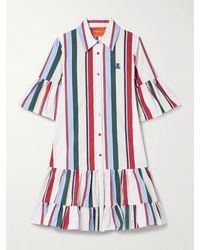 La DoubleJ - Choux Minikleid Aus Einer Gestreiften Baumwollmischung Mit Volants - Lyst
