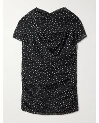 Magda Butrym - Draped Polka-Dot Silk-Chiffon Blouse - Lyst