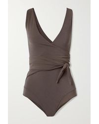 Lisa Marie Fernandez + Net Sustain Dree Louise Stretch-crepe Wrap Swimsuit - Brown