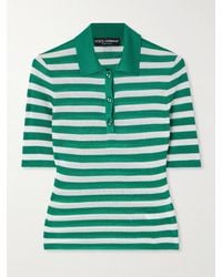 Dolce & Gabbana - Striped Ribbed-Knit Polo Shirt - Lyst