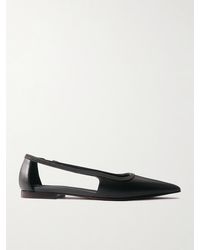 Brunello Cucinelli - Bead-Embellished Leather Point-Toe Flats - Lyst