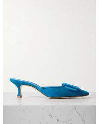 Manolo Blahnik - Maysale 50 Mules Aus Veloursleder Mit Schnalle - Lyst