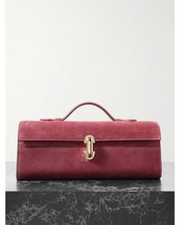 SAVETTE - Slim Symmetry Pochette Leather-Trimmed Suede Tote - Lyst