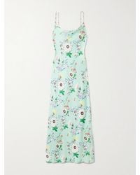 Rabanne - Chain-Embellished Floral-Print Satin Midi Dress - Lyst