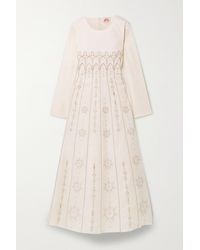 Le Sirenuse Tracey Palazzina Maxikleid Aus Bestickter Baumwolle - Natur