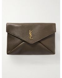 Saint Laurent - Cassandre Große Clutch Aus Strukturiertem Leder - Lyst