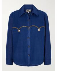 Kartik Research - Bead-Embellished Layered Striped Cotton Shirt - Lyst