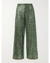 Oséree - Netquins Sequin-Embellished Open-Knit Wide-Leg Pants - Lyst