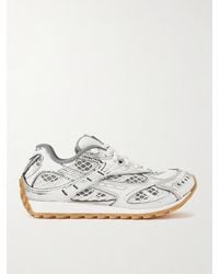 Bottega Veneta - Orbit Metallic Rubber, Mesh And Fishnet Sneakers - Lyst