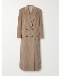 Brunello Cucinelli - Double-Breasted Cotton-Blend Corduroy Coat - Lyst