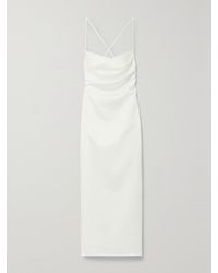 Rasario - Lace-Up Duchesse-Satin Midi Dress - Lyst