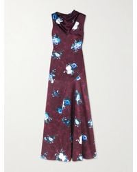 Erdem - Asymmetrische Robe Aus Duchesse-Satin Mit Blumenprint Und Cut-Out - Lyst