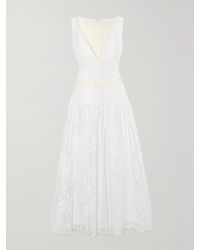 Erdem - Miranda Midikleid Aus Spitze Aus Einer Baumwollmischung Mit Taillenband - Lyst