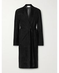 The Row - Babil Mantel Aus Veloursleder Mit Bindegürtel - Lyst